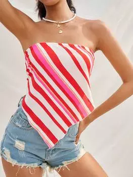 SHEIN WYWH топ без бретелек с завязками в стиле колор-блок, многоцветный