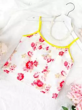 SHEIN WYWH Женская майка-майка с цветочным узором, праздничный стиль, многоцветный