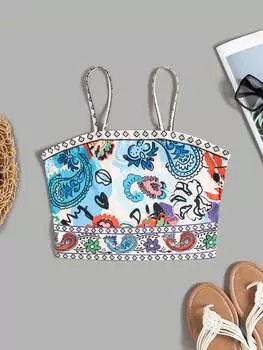 SHEIN WYWH Женская майка на бретельках с узором пейсли, многоцветный