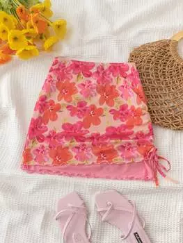 SHEIN WYWH Женская плиссированная юбка с принтом, многоцветный