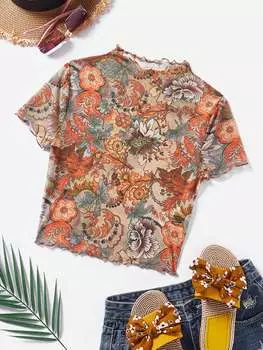 SHEIN WYWH женский праздничный топ с цветочным принтом, многоцветный