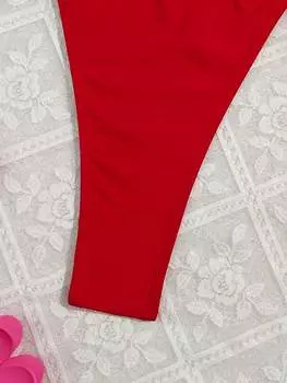 SHEIN Женские плавки бикини, однотонные, красный цвет