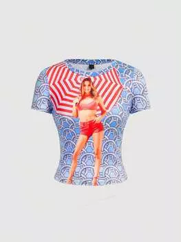 SHEINNeu Женская рубашка Fun Dopamine Graphic T, многоцветный