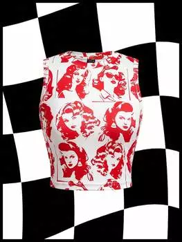 SHEINNeu Женская сексуальная укороченная майка с принтом для девочек, многоцветный