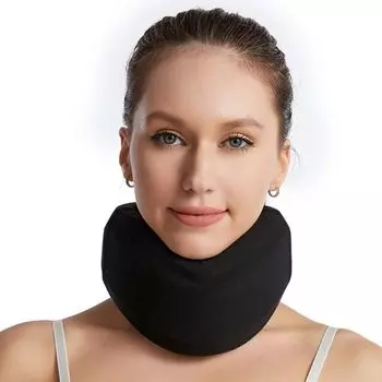 Шейный фиксатор из мягкой пены. Опорный ортез для шейного отдела позвоночника из пенопласта. Снимает боль и давление на позвоночник - L (черный) yozhiqu