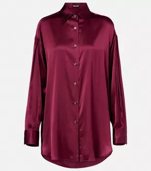 Шелковая атласная блузка с добавлением других материалов Tom Ford, Deep Plum