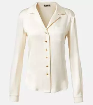 Шелковая атласная рубашка Ketty Loro Piana, Oatmeal Cream