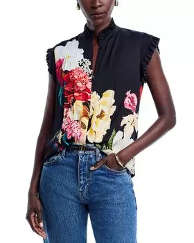 Шелковая блуза с эластичной вставкой Chloe Regent Elie Tahari, мультиколор