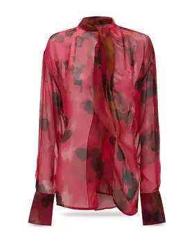 Шелковая блуза с драпировкой Victoria Beckham, розовый