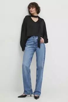 Шелковая блузка Answear Lab, черный