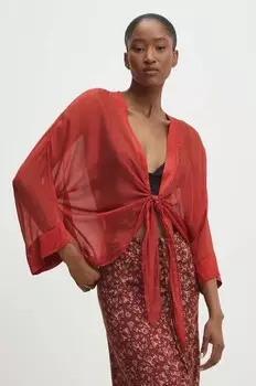 Шелковая блузка Answear Lab, красный