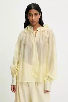 Шелковая блузка Answear.Lab, желтый
