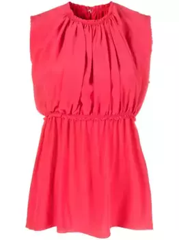 Шелковая блузка без рукавов со сборками Lanvin, розовый