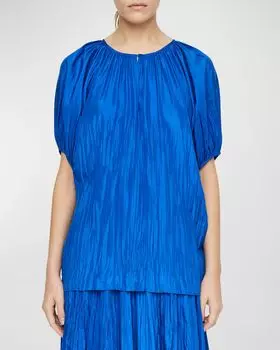 Шелковая блузка Briela с жатым эффектом Habotai Joseph, цвет Ultra Marine