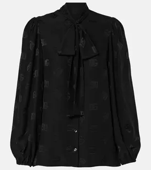 Шелковая блузка DG с бантом Dolce&Gabbana, черный