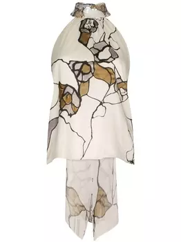 Шелковая блузка Geovanna с графичным принтом Silvia Tcherassi, белый