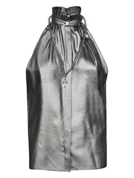 Шелковая блузка John Richmond, серебряный