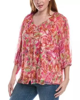 Шелковая блузка Johnny Was Plus Marcia, розовый