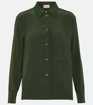Шелковая блузка крепдешин Gucci, Faded Green