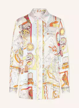 Шелковая блузка-рубашка HERZEN'S ANGELEGENHEIT, светло-розовый/желтый/оранжевый