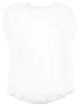 Шелковая блузка с цветочной аппликацией NISSA, белый