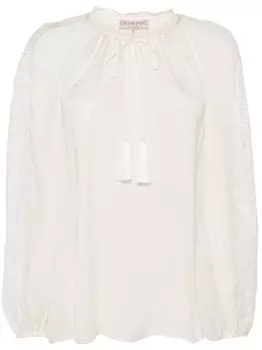 Шелковая блузка с цветочным кружевом PUCCI, бежевый