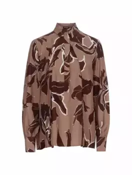 Шелковая блузка с цветочным принтом Kiton, мультиколор