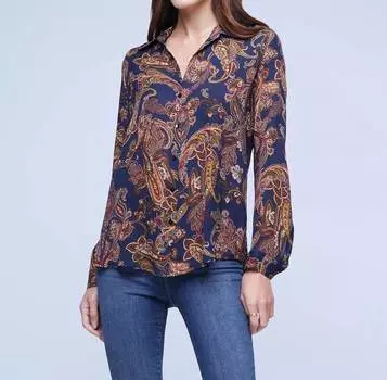 Шелковая блузка с длинными рукавами Nina в цвете Midnight Multi Large Paisley L'Agence