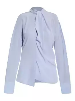 Шелковая блузка с драпировкой VICTORIA BECKHAM, синий