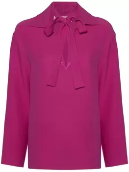Шелковая блузка с логотипом VLogo Signature Valentino Garavani, розовый