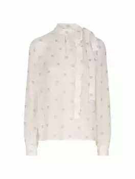 Шелковая блузка с монограммой Givenchy, белый