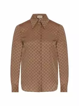 Шелковая блузка с монограммой Gucci