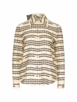 Шелковая блузка с монограммой Gucci, мультиколор