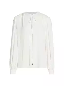 Шелковая блузка с объемными рукавами Michael Kors Collection, белый