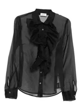 Шелковая блузка с оборками P.A.R.O.S.H., черный