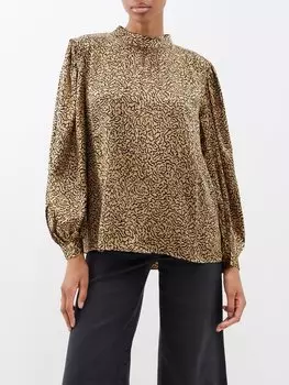 Шелковая блузка с принтом FRAME, бронзовый