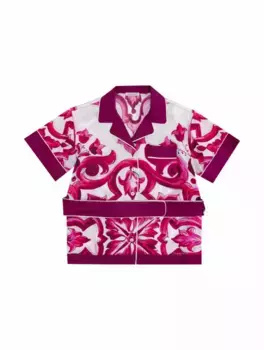 Шелковая блузка с принтом Majolica Dolce&Gabbana, розовый