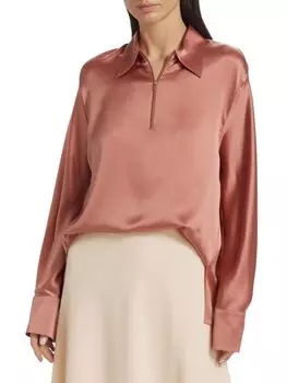 Шелковая блузка с заниженными плечами Vince, цвет Tea Rose