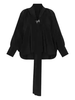 Шелковая блузка с завязками MAX MARA, черный