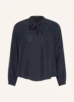 Шелковая блузка с завязками на воротнике Luisa Cerano, синий