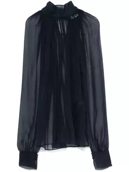 Шелковая блузка Saint Laurent, синий