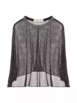 Шелковая блузка со стразами Roland Mouret, черный