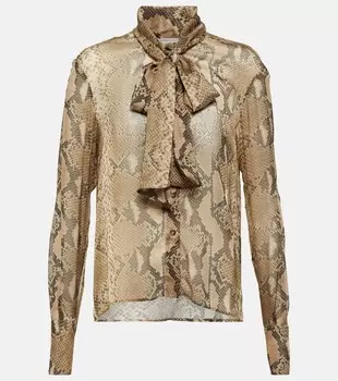 Шелковая блузка со змеиным принтом STELLA MCCARTNEY, разноцветный