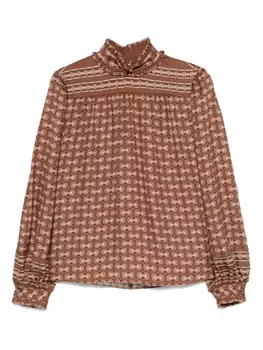 Шелковая блузка Valentino Garavani, коричневый