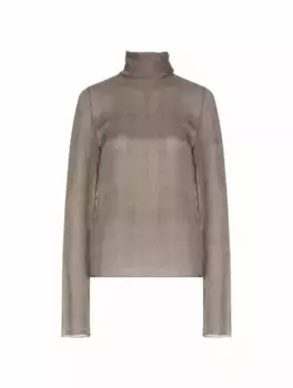 Шелковая блузка в клетку Saint Laurent, серый