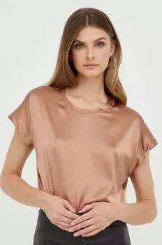 Шелковая футболка Pinko, бежевый