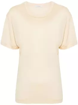 Шелковая футболка с круглым вырезом LEMAIRE, бежевый