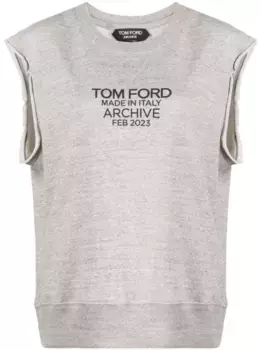 Шелковая футболка с логотипом TOM FORD, серый