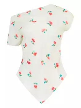 Шелковая футболка Tulip Jacquard Rosie Assoulin, белый