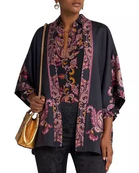 Шелковая куртка-кимоно Etro, черный
